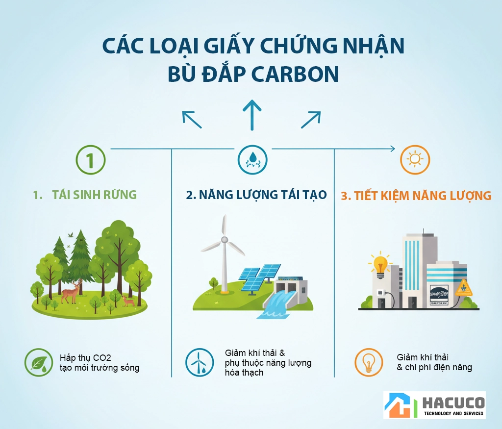 Phân loại giấy chứng nhận bù đắp carbon - hacuco 