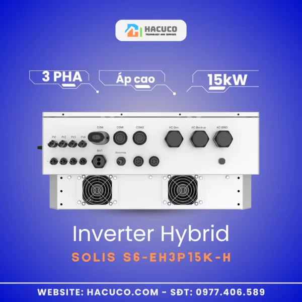 Inverter Hybrid Solis 15 kW 3 Pha Áp Cao | S6-EH3P15K-H cổng kết nối