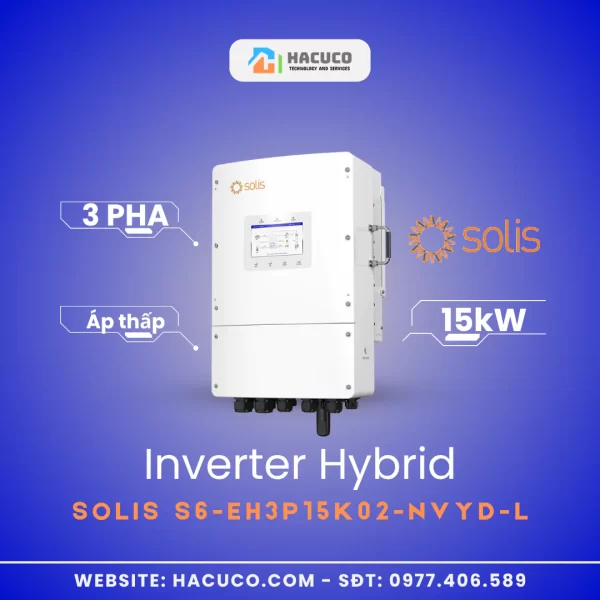 Inverter Hybrid Solis 15kW 3 Pha Áp Thấp | S6-EH3P15K02-NVYD-L mặt nghiêng
