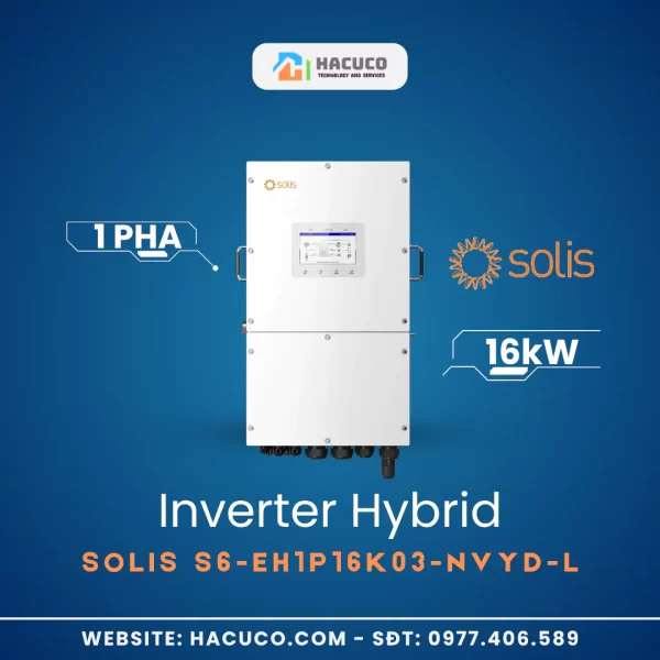 Inverter Hybrid Solis 16kW 1 Pha | S6-EH1P16K03-NVYD-L mặt trước
