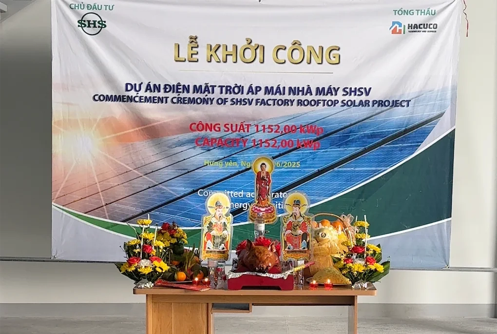 hình ảnh cúng lễ khởi công dự án điện mặt trời áp mái SHSV Hưng Yên