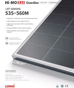 Tấm Pin Năng Lượng Mặt Trời Longi Solar Himo X10 540W