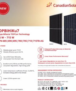 Tấm pin năng lượng mặt trời Canadian Solar 720W 2 mặt kính
